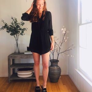 Sheer Lined Black Shirt Dress